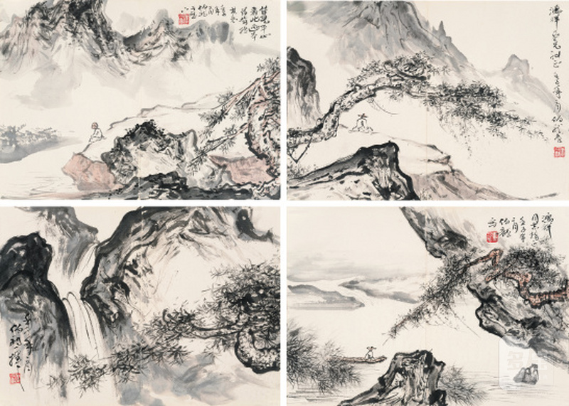 黑伯龙 1915-1989 山水四帧